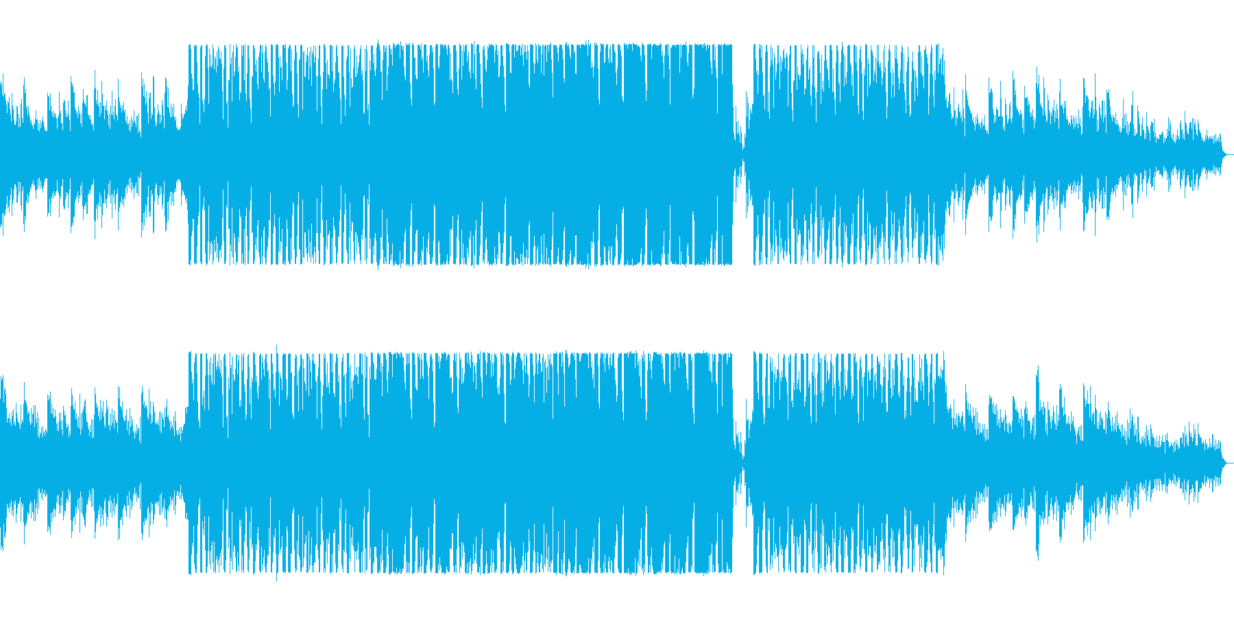 アップテンポで疾走感あるシンセサイザー曲の再生済みの波形