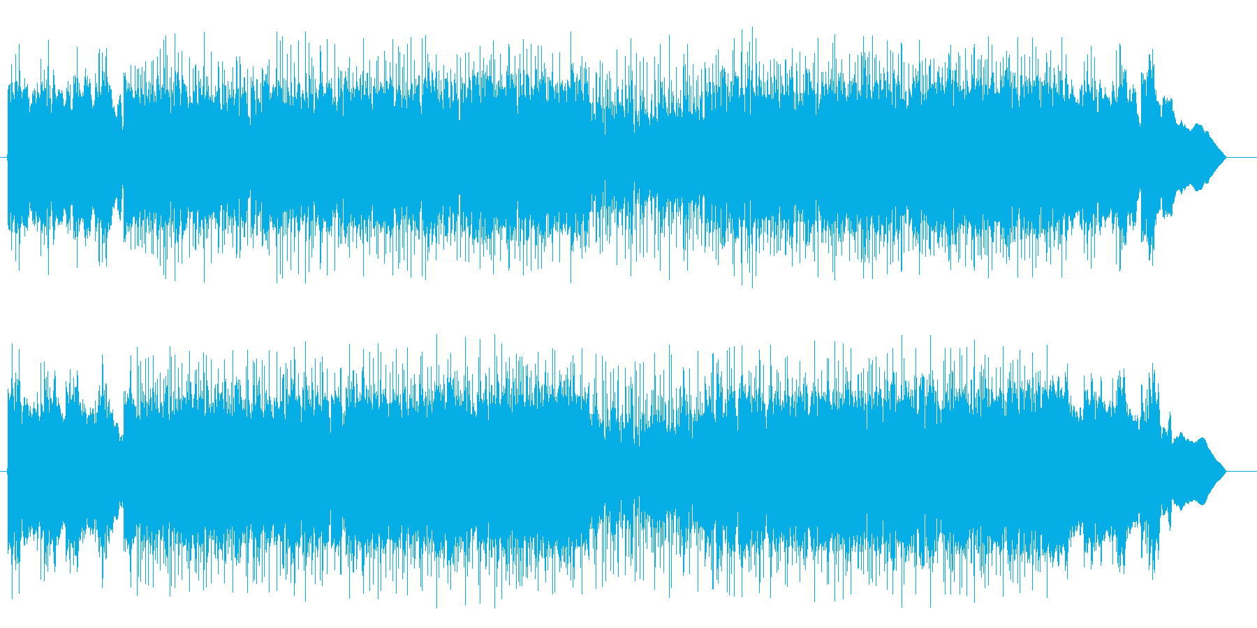 激しい小刻みなギターのロックの曲の再生済みの波形