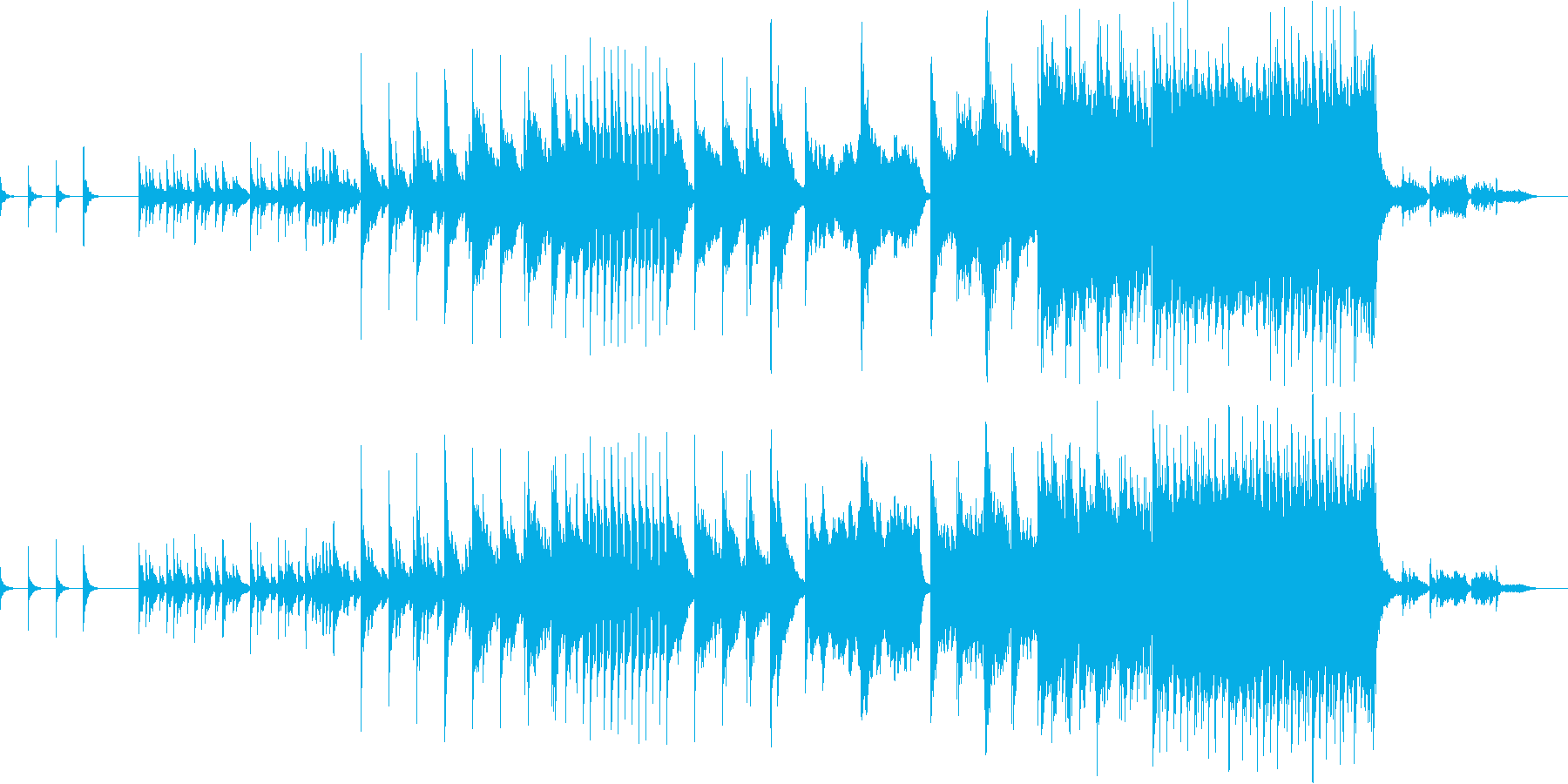 小さく始まり最後は壮大なスケールの音楽の再生済みの波形