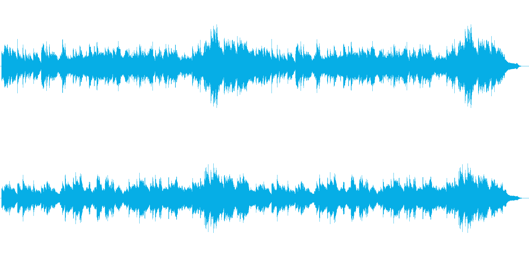 ゆったり落ち着いたピアノ曲の再生済みの波形