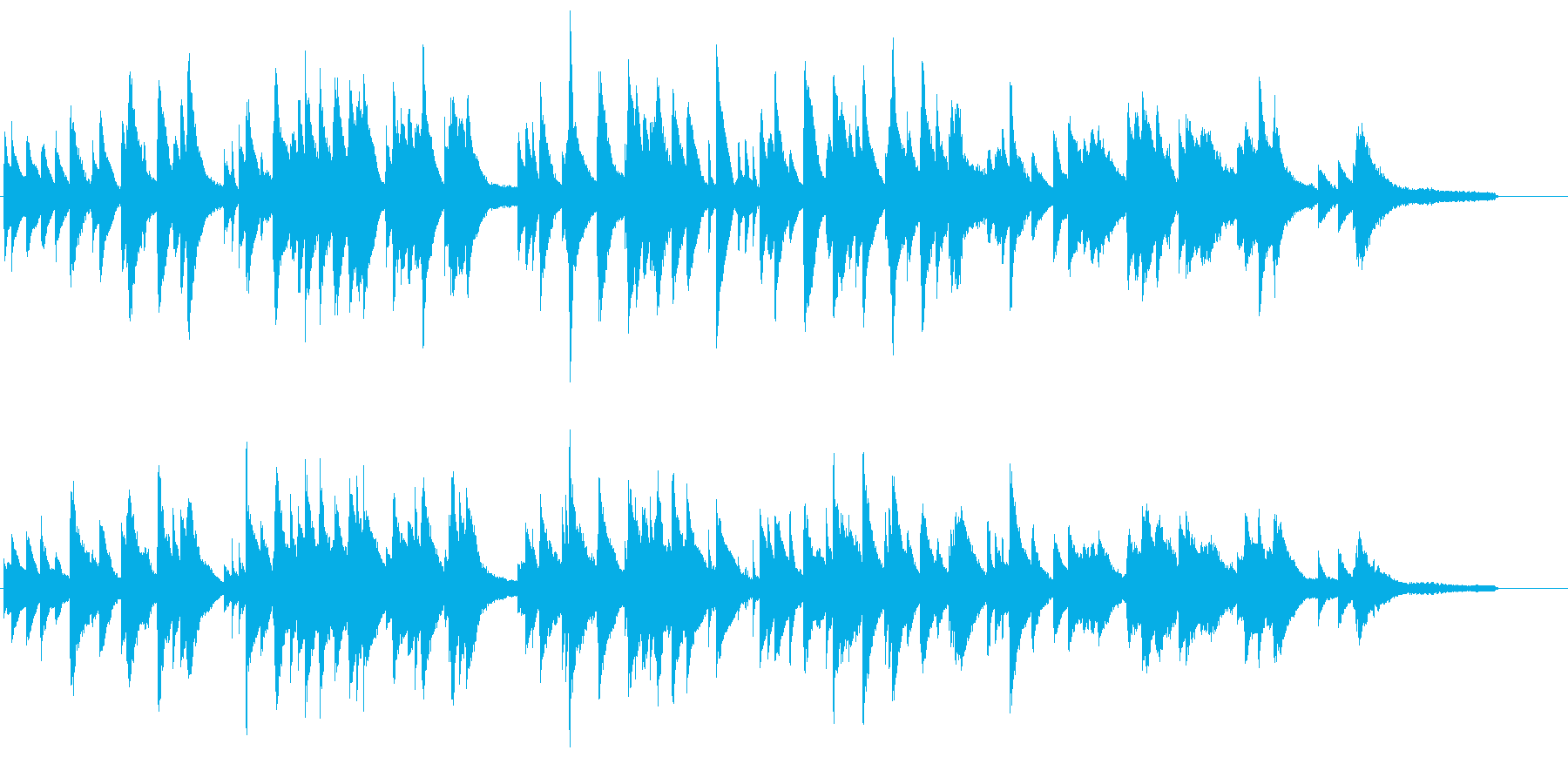 透明感のあるピアノ楽曲の再生済みの波形