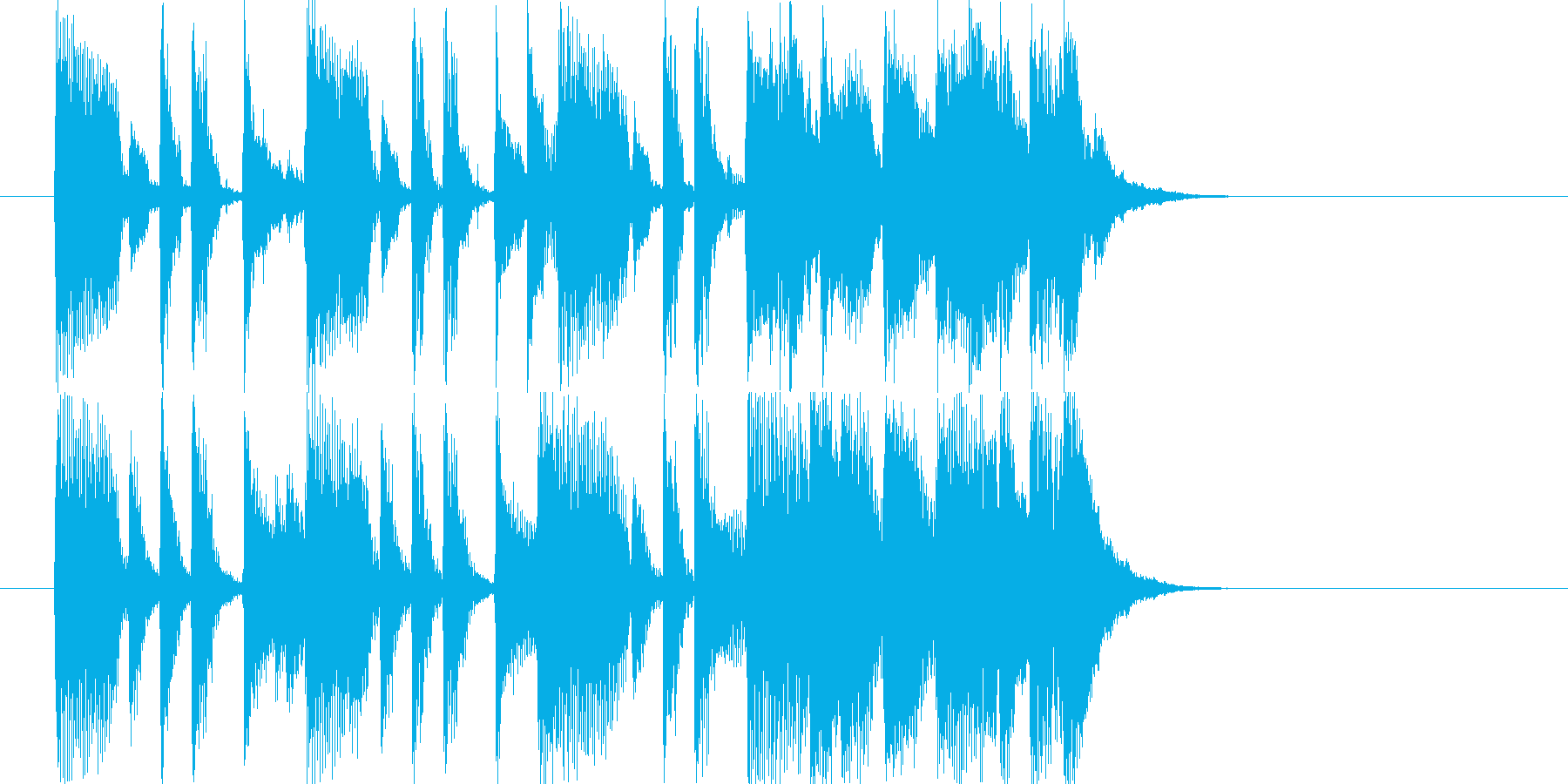 ワンステップ踏み出すような14秒の楽曲の再生済みの波形