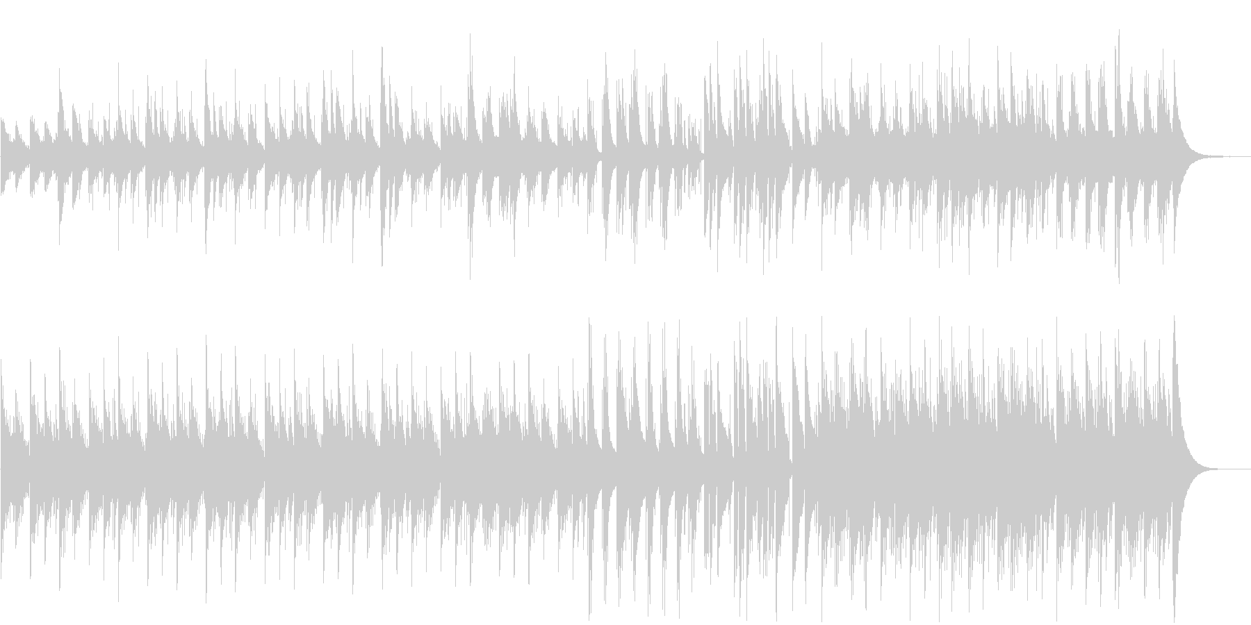 クラシックギターとピアノによる穏やかな曲の未再生の波形