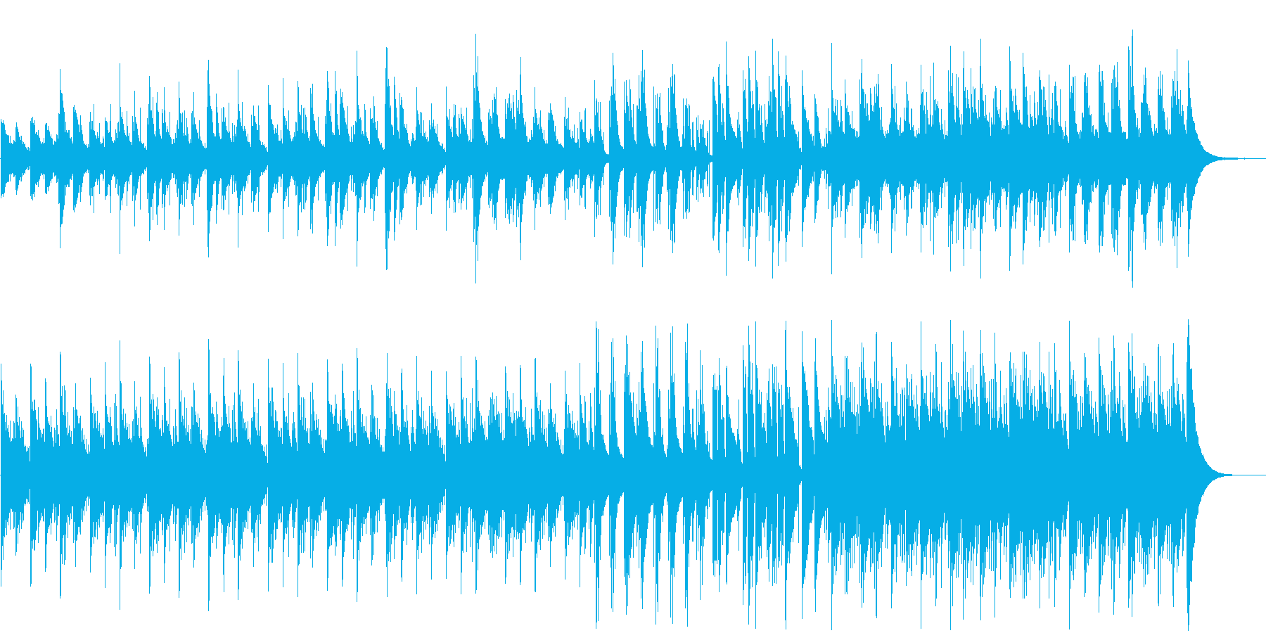 クラシックギターとピアノによる穏やかな曲の再生済みの波形