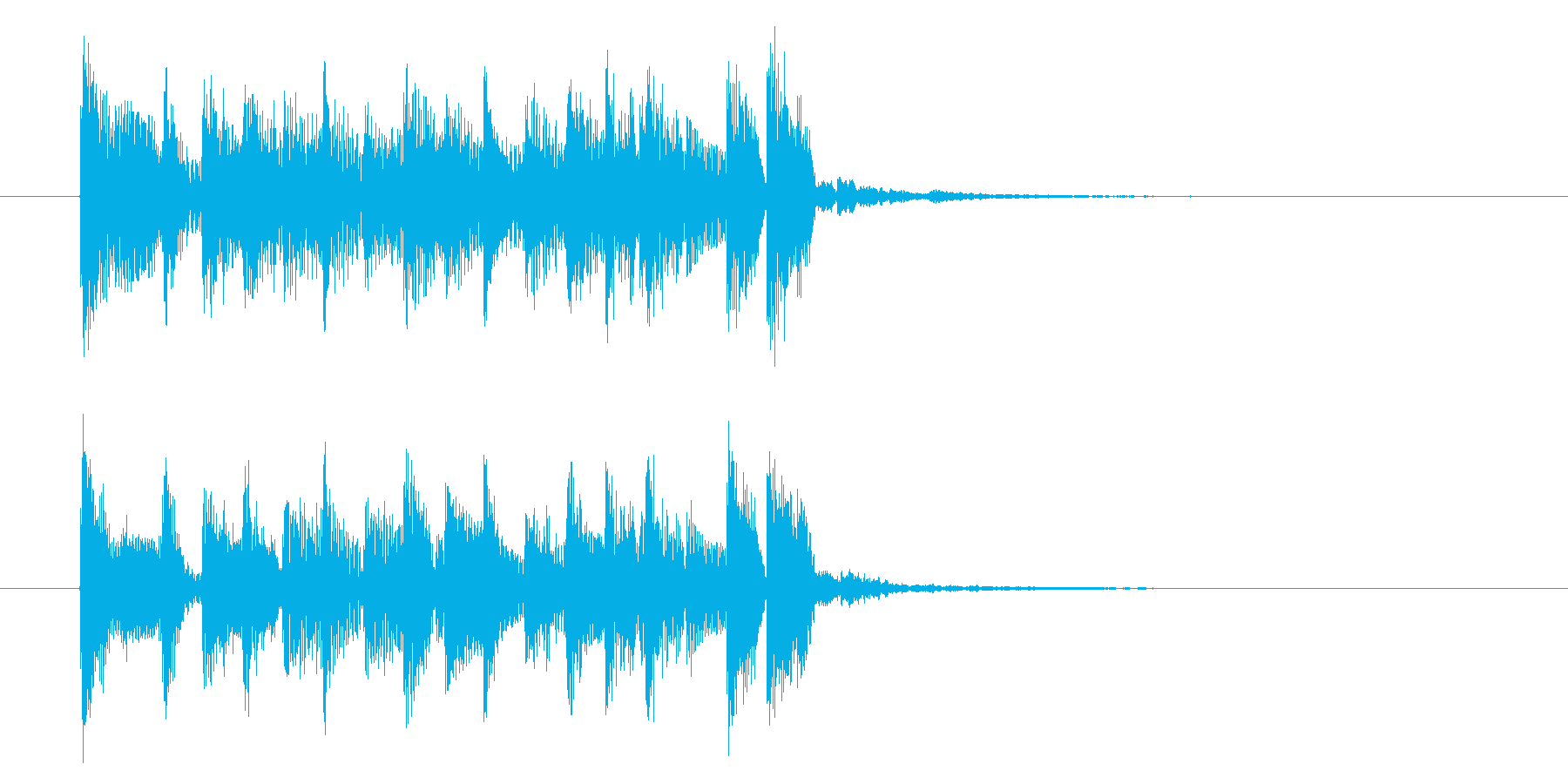 アップテンポで弾みのある短めの曲の再生済みの波形