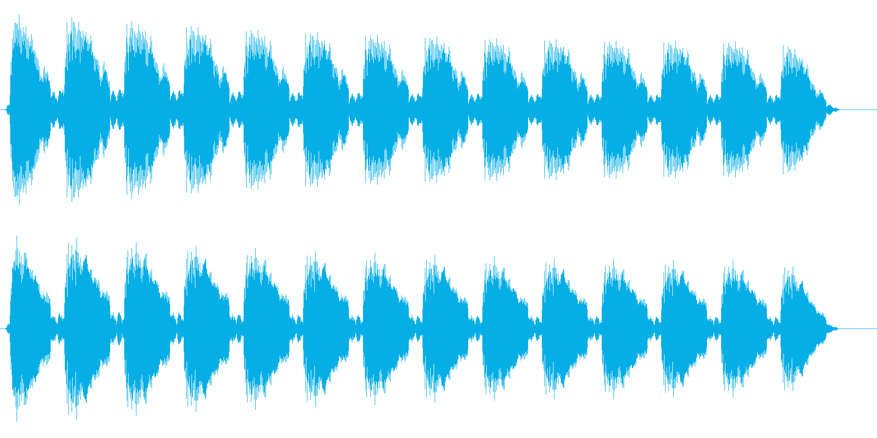 キレのある音が連続する効果音の再生済みの波形