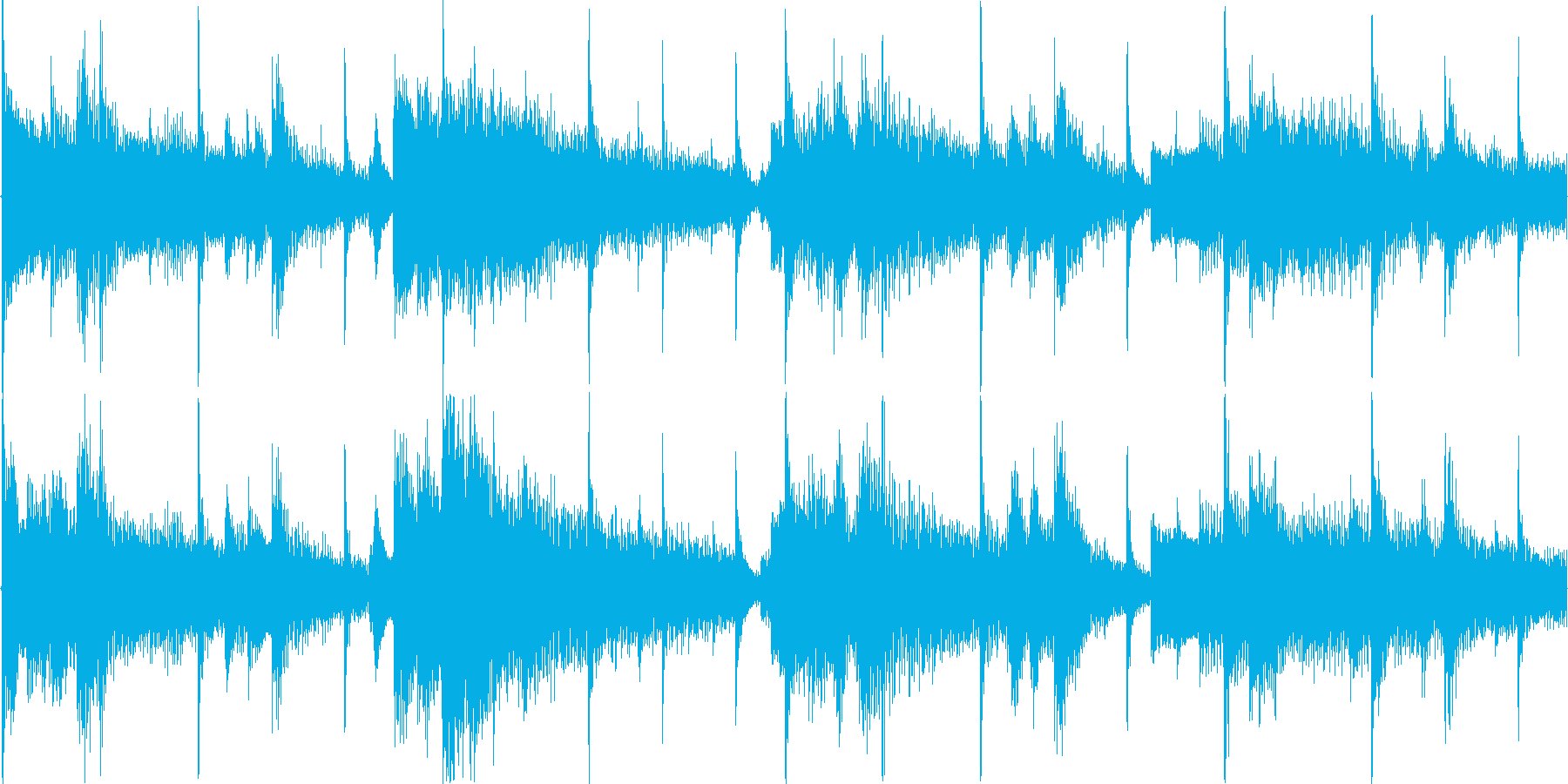 細かく刻まれたリズムをもとにした楽曲で…の再生済みの波形