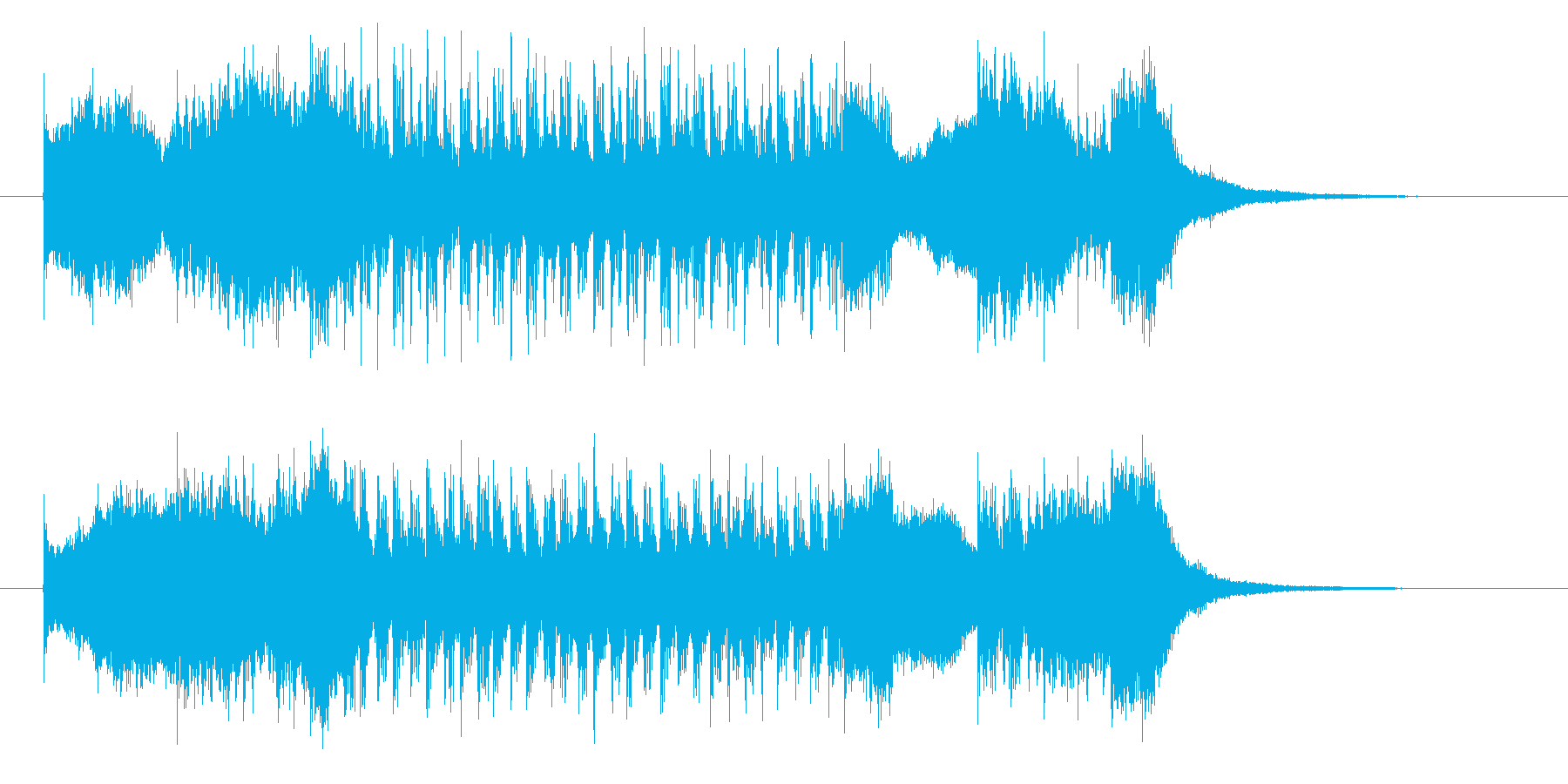ロックなエレキと激しいドラムジングルの再生済みの波形