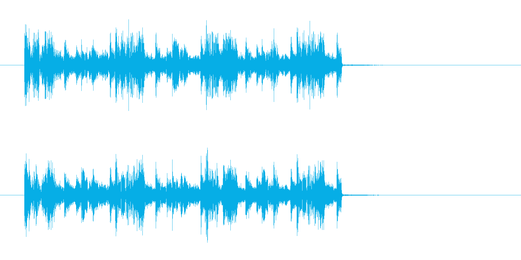 ギターの効いた短いロックの曲の再生済みの波形