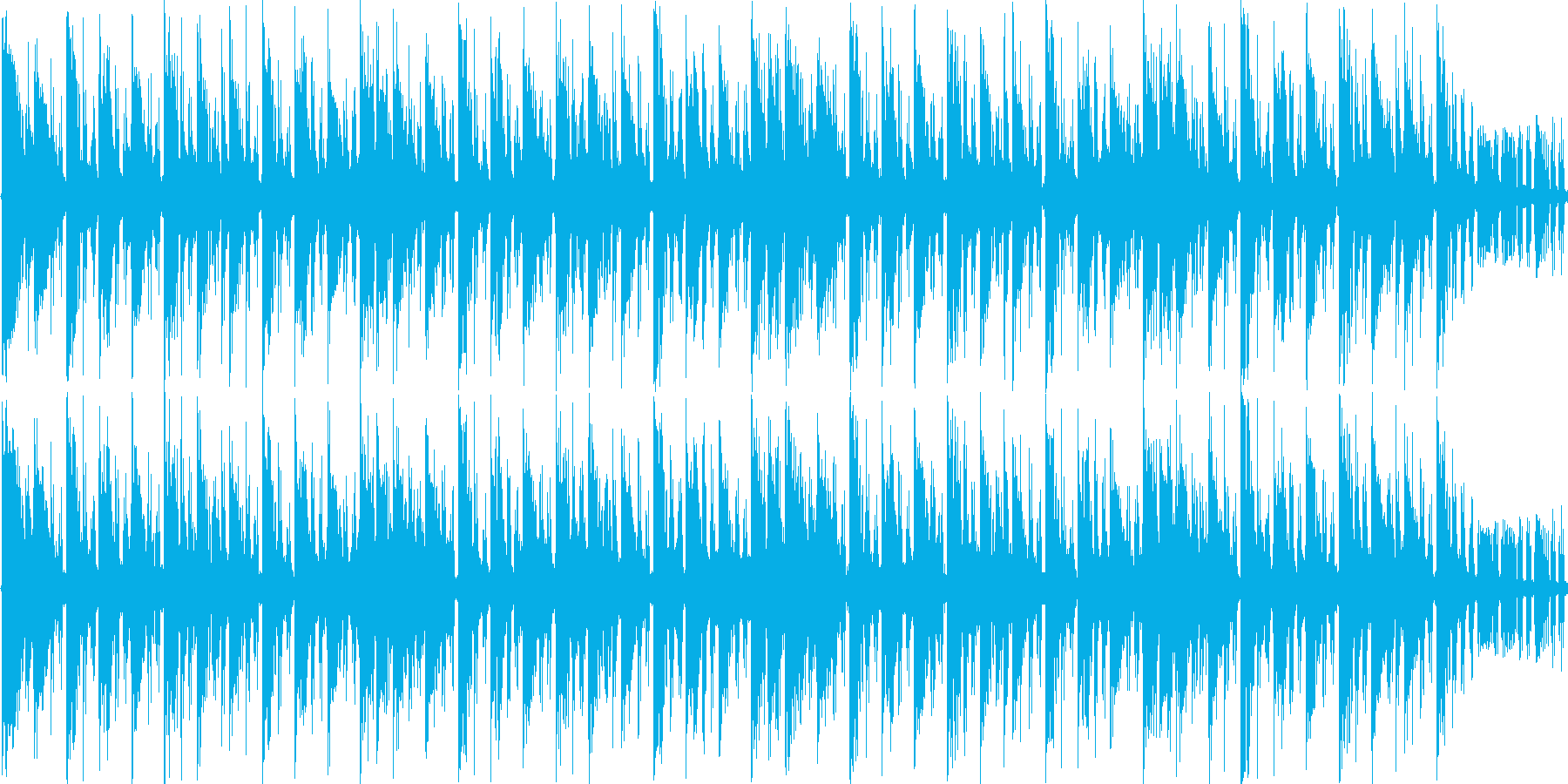 細かく刻まれたリズムをもとにした楽曲で…の再生済みの波形