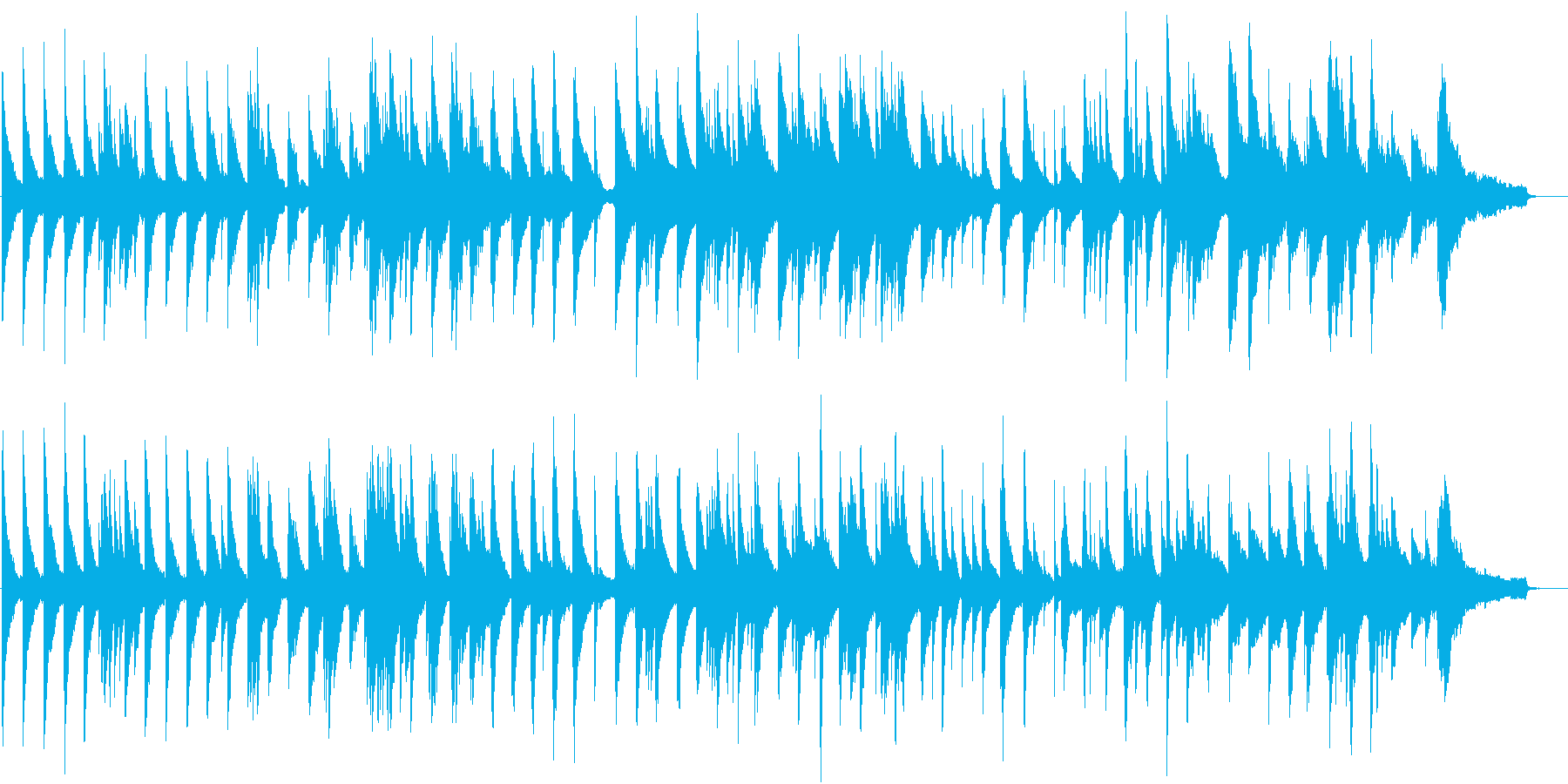 抑揚の少ない静かなピアノ曲の再生済みの波形