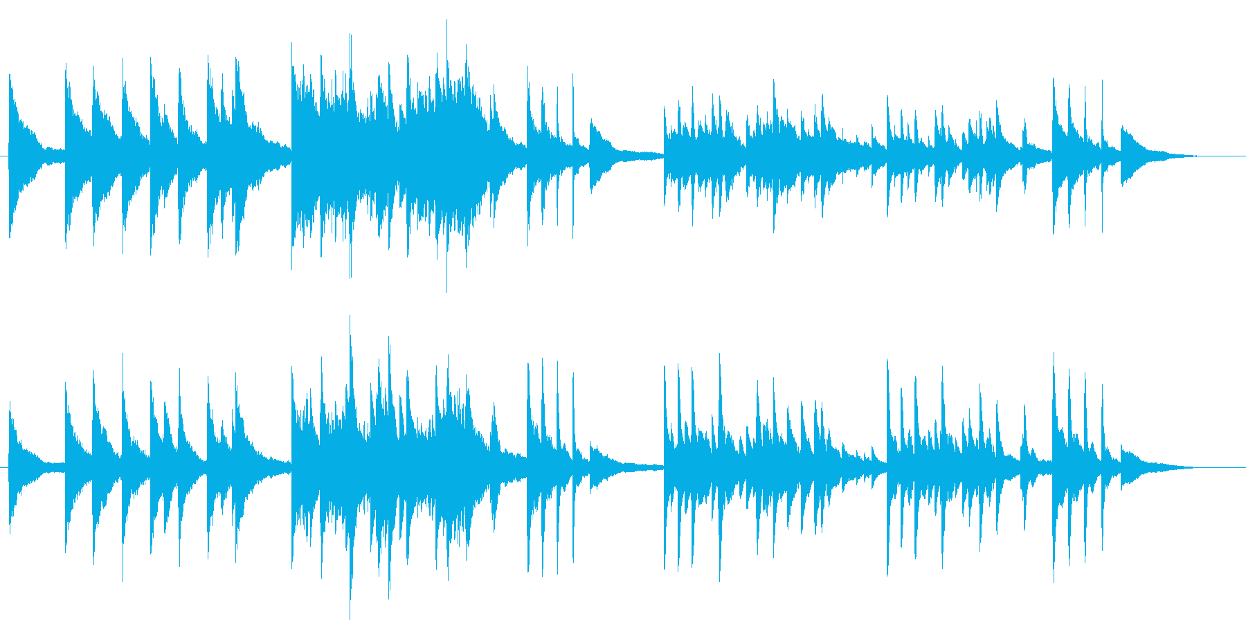 静かな景色の映像をイメージしたピアノ曲の再生済みの波形