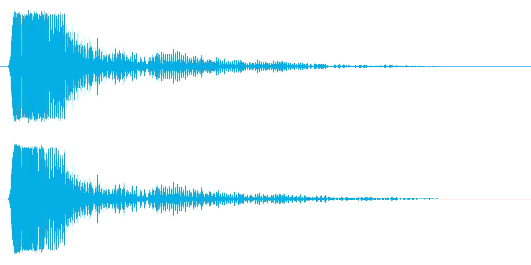 ビシッという強いスネア音の再生済みの波形