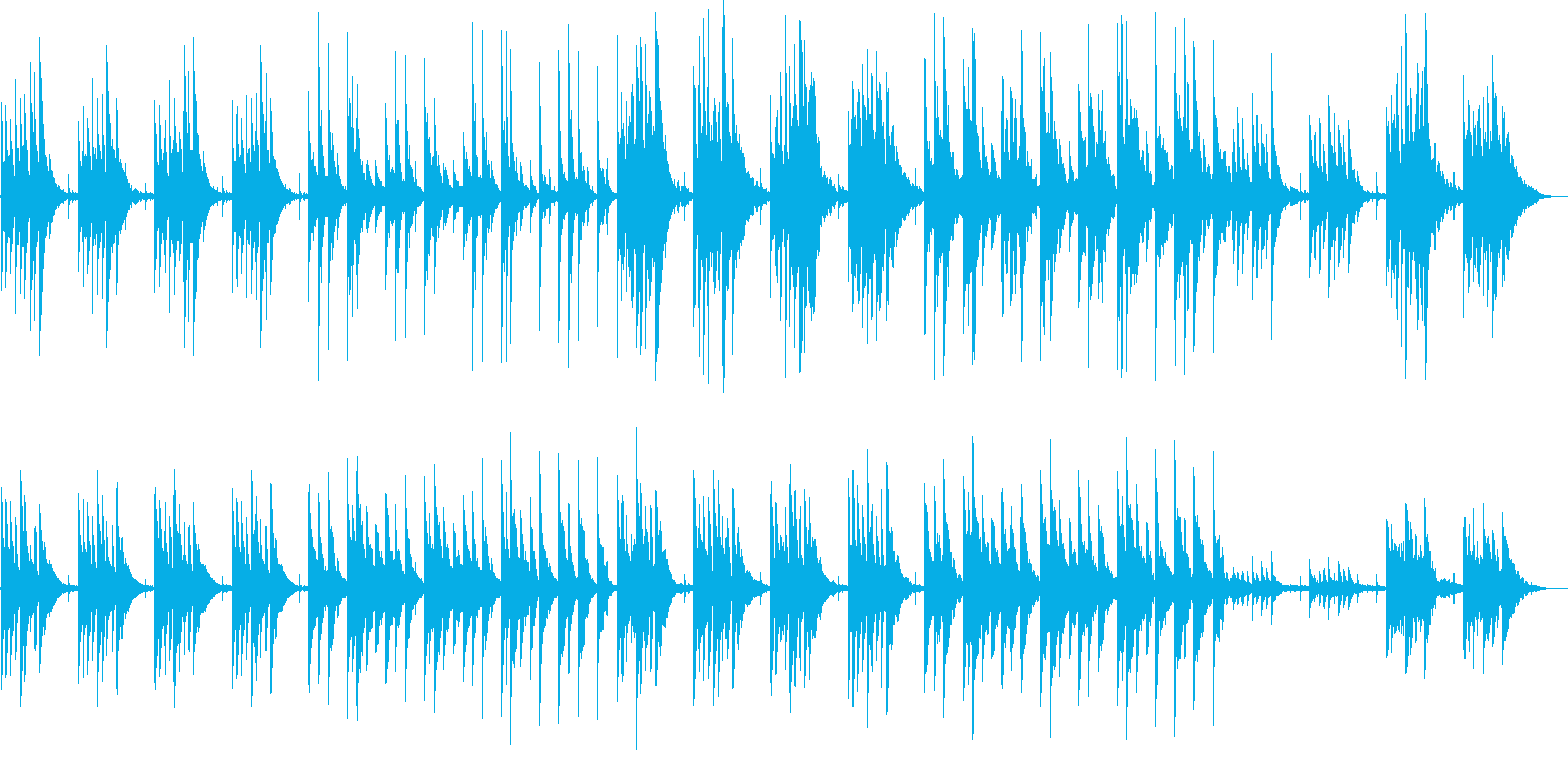 静かなピアノのリラクゼーション曲の再生済みの波形