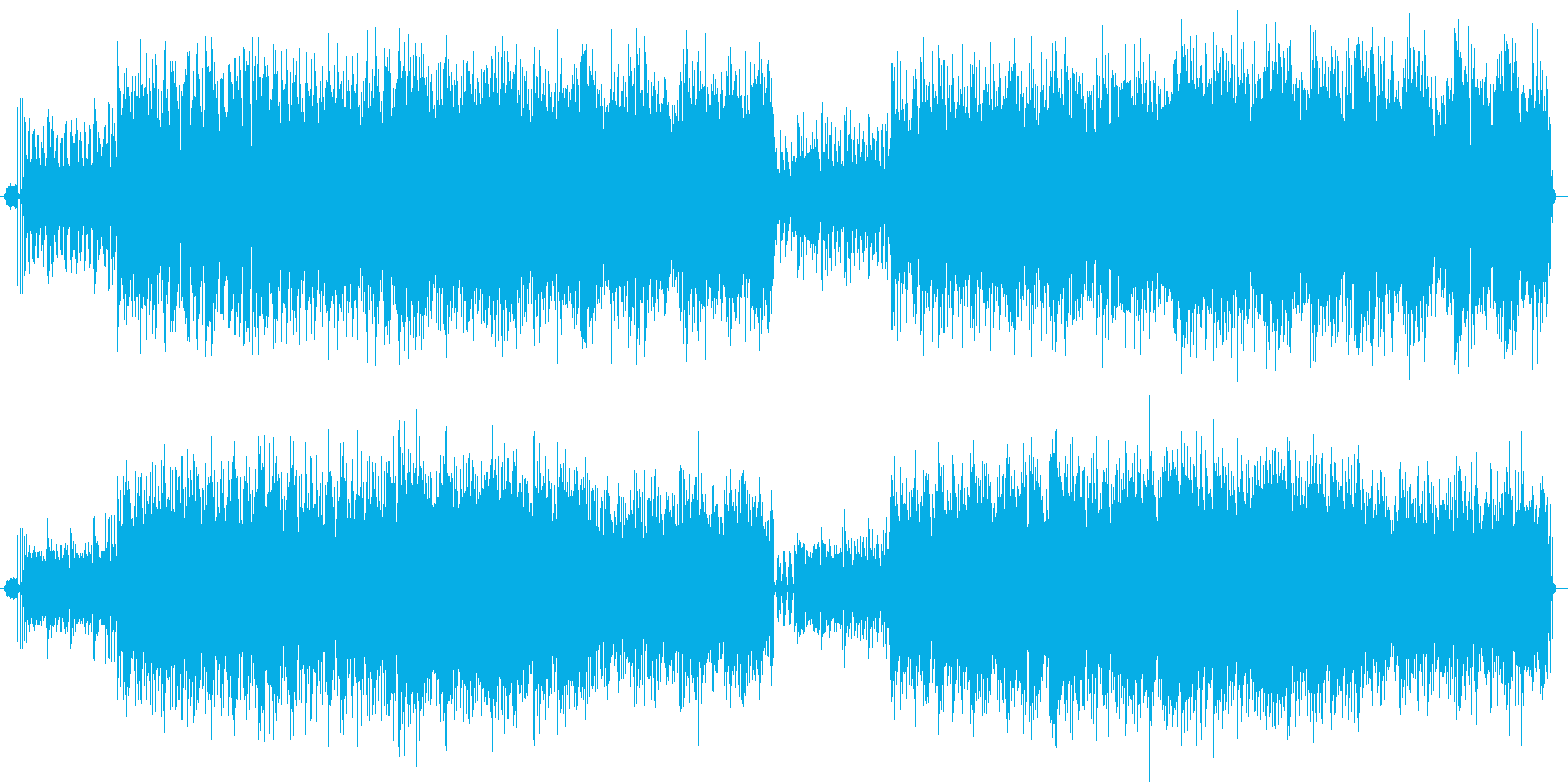 単調だけど飽きさせない音色が絡み合った曲の再生済みの波形