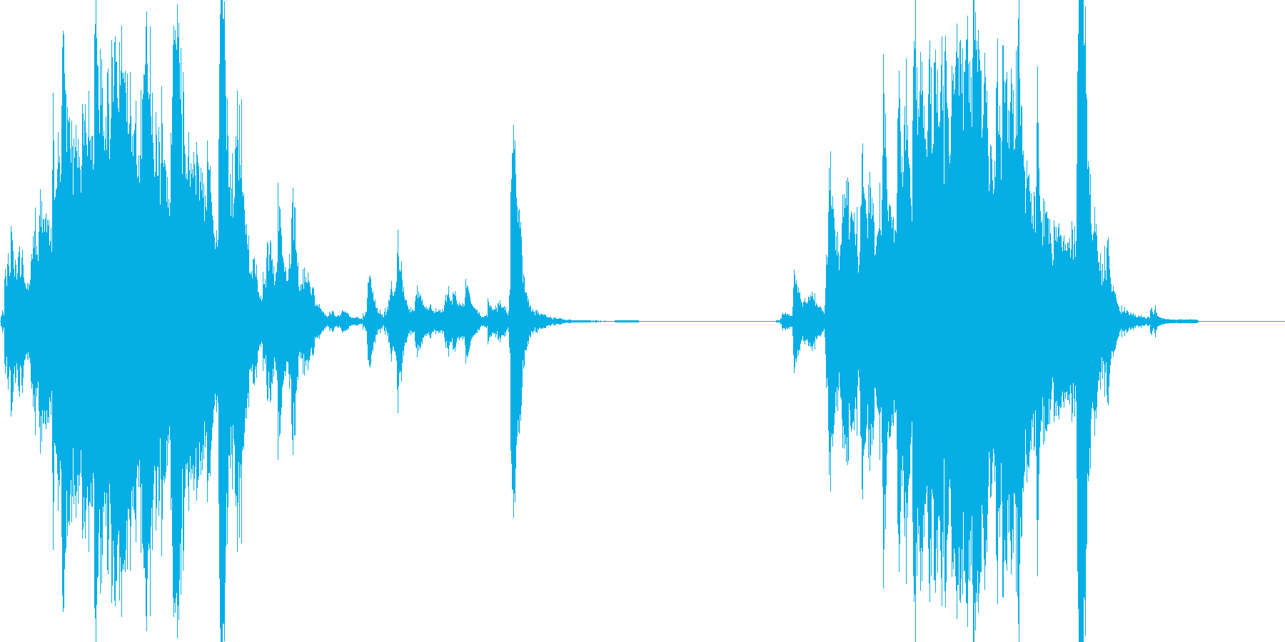 シャッターをガラガラッと閉めて、開ける音の再生済みの波形