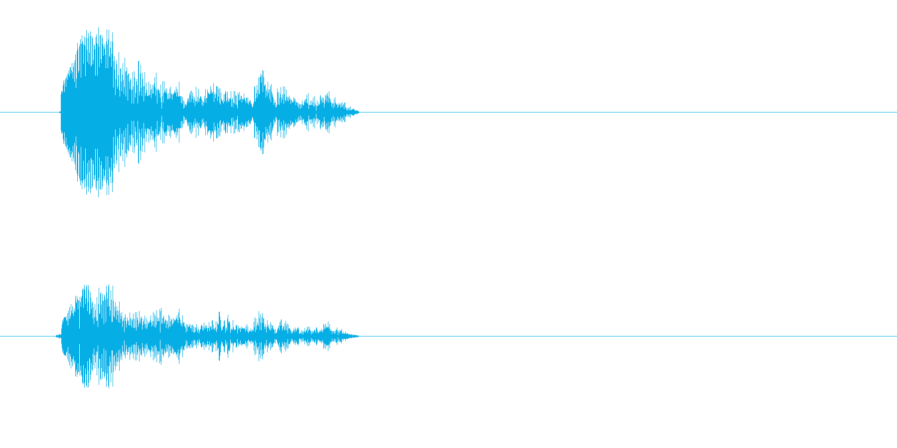 カッという短い効果音の再生済みの波形