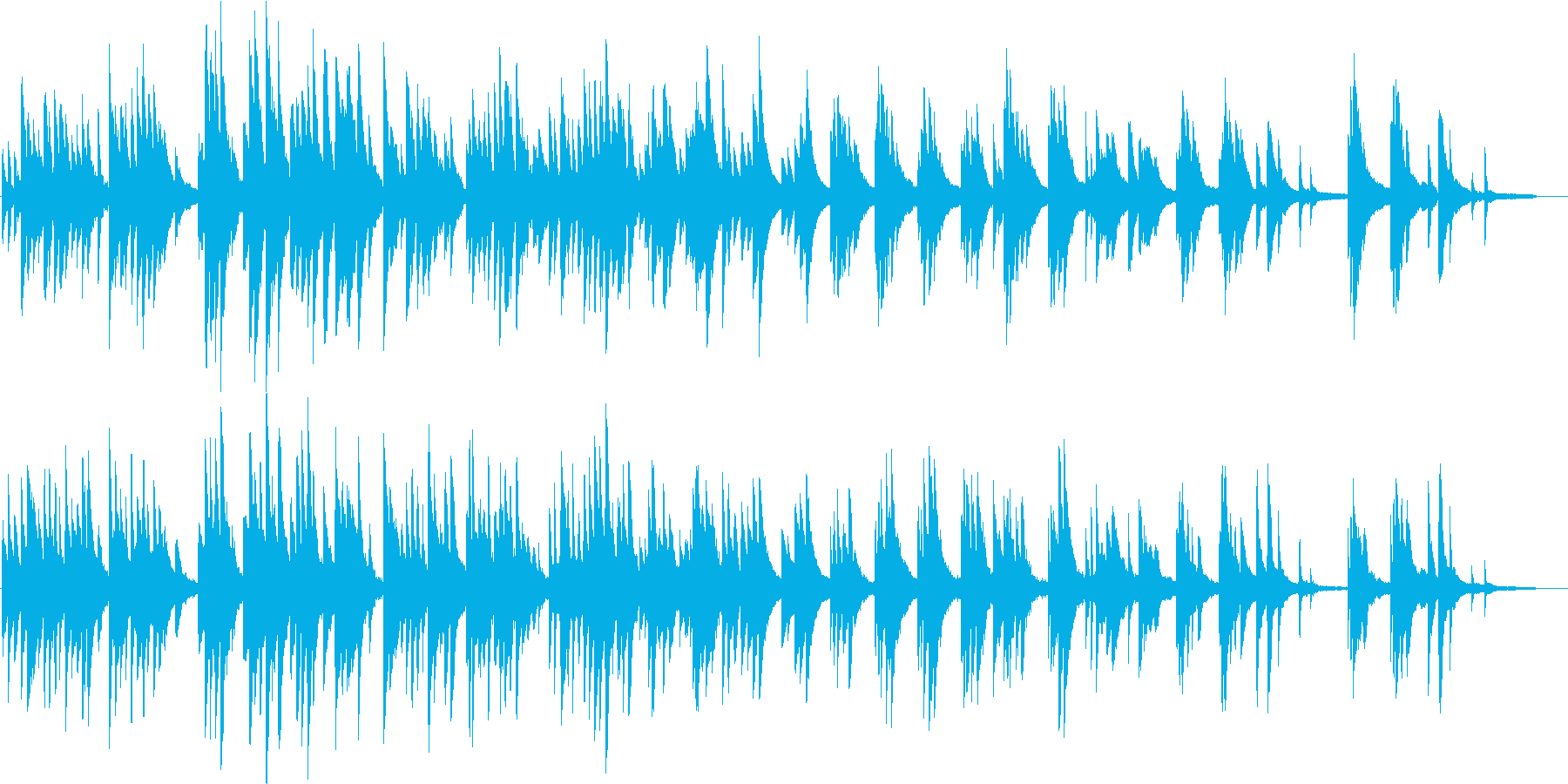 ピアノの優しい曲の再生済みの波形