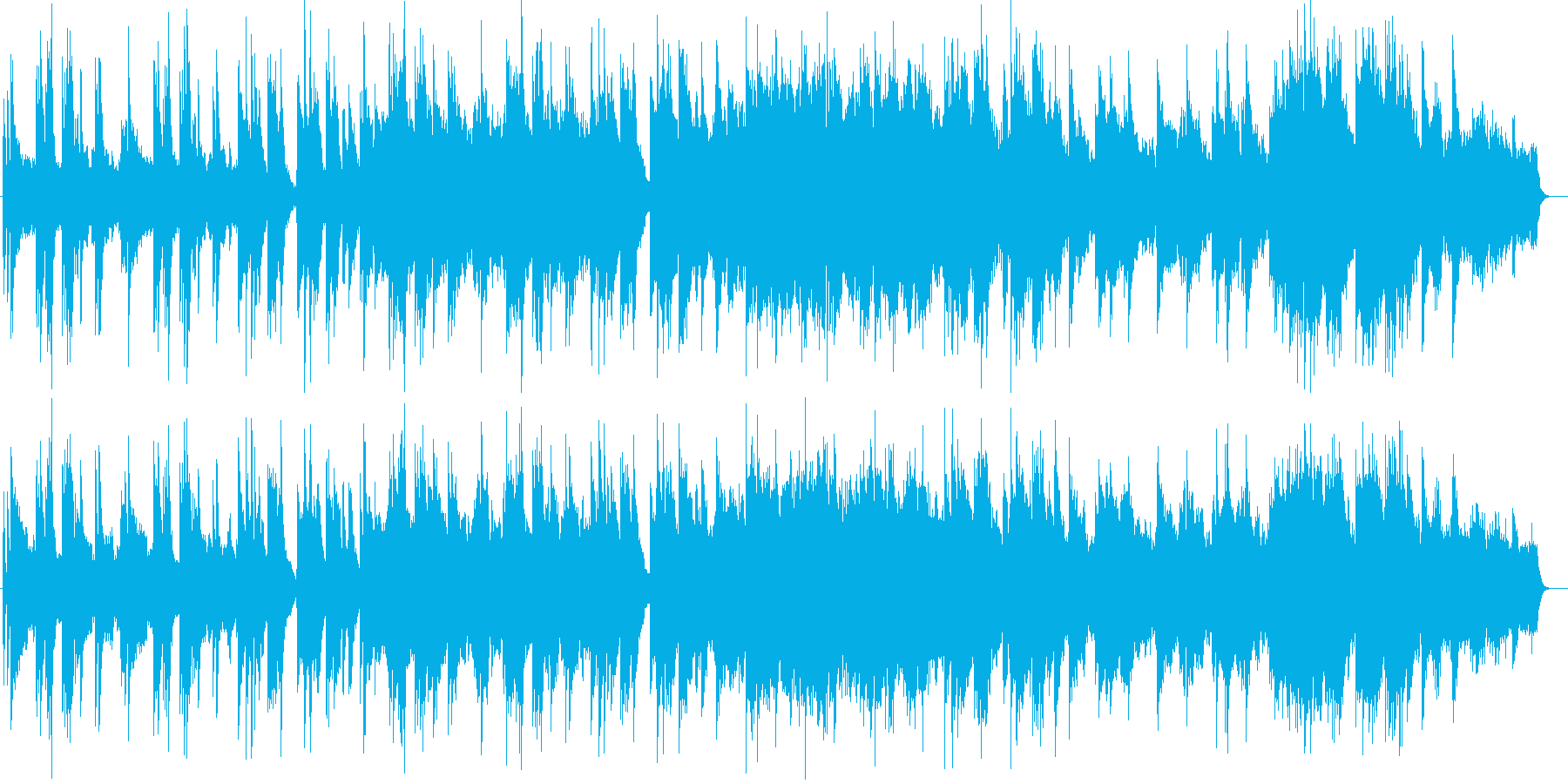 ピアノとギターの落ち着きのある曲の再生済みの波形