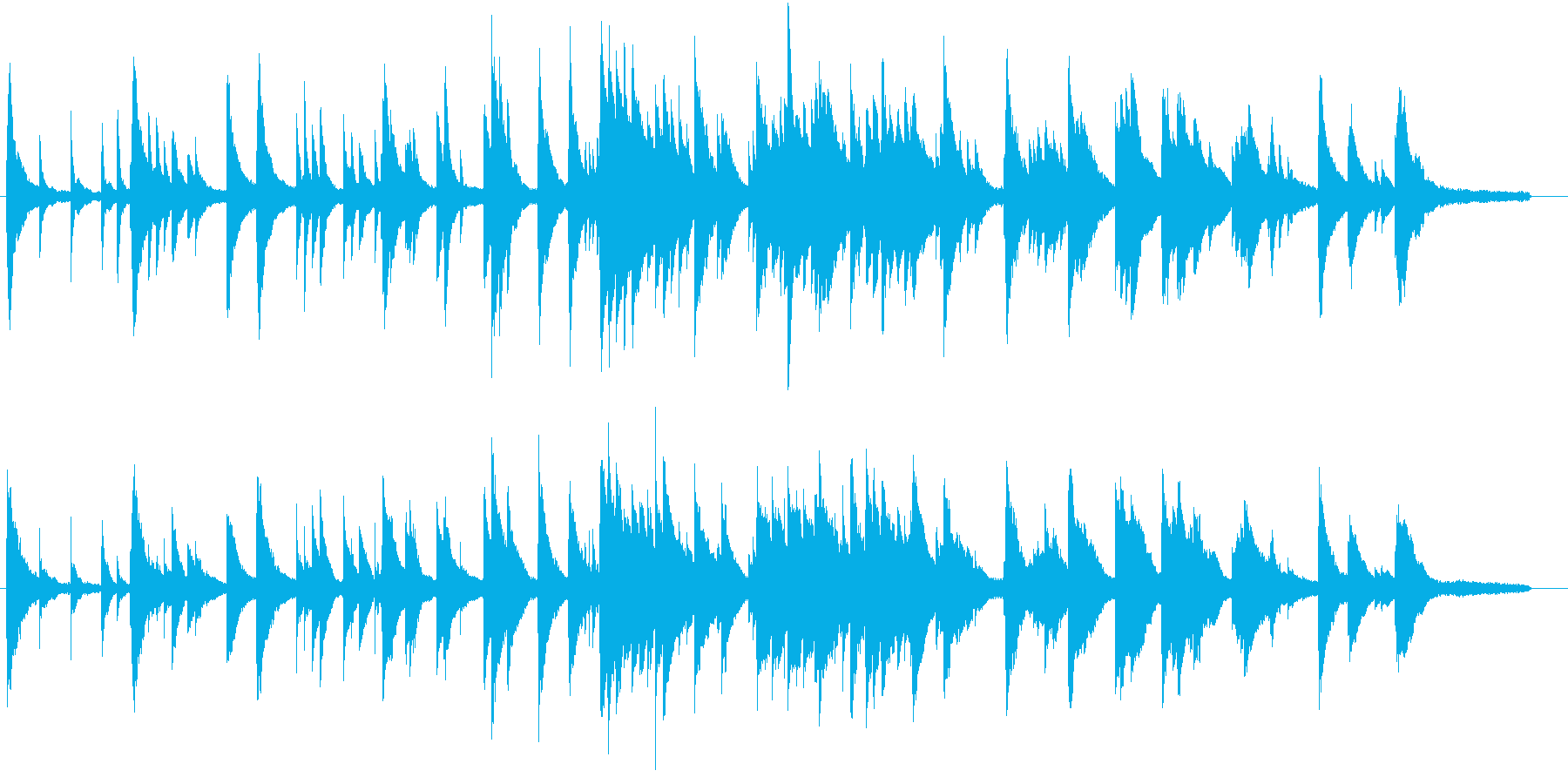音の粒がしっかりしているピアノ・ソロ曲の再生済みの波形