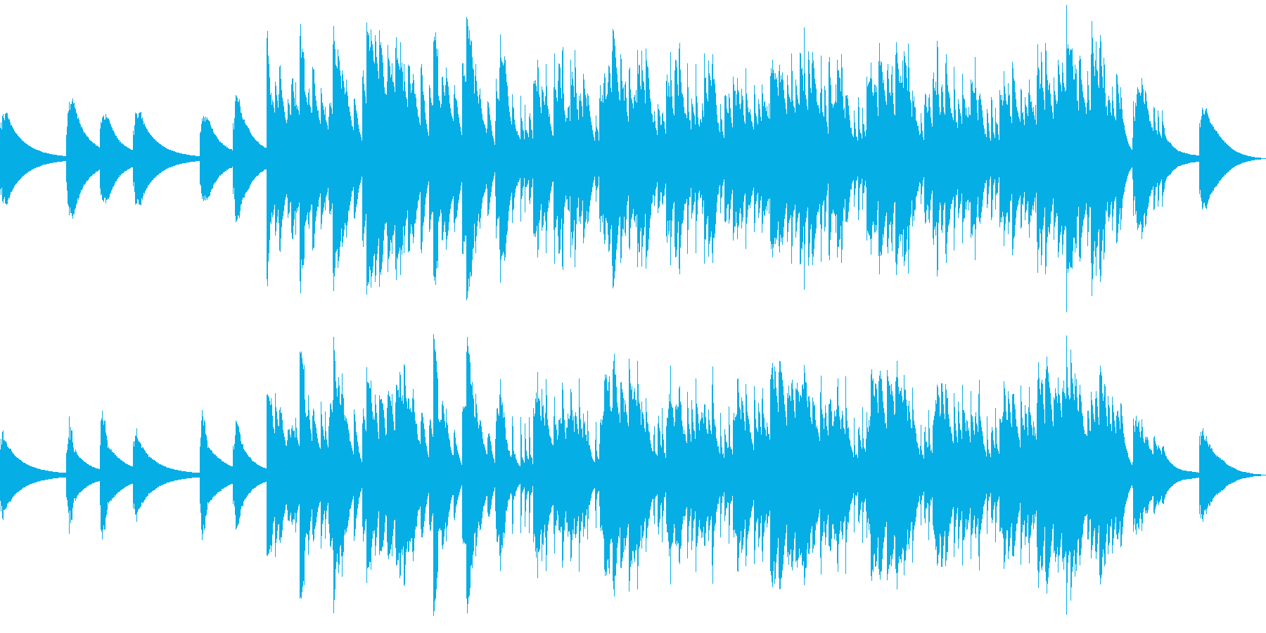 どこか物悲しい雰囲気のあるオルゴール曲の再生済みの波形
