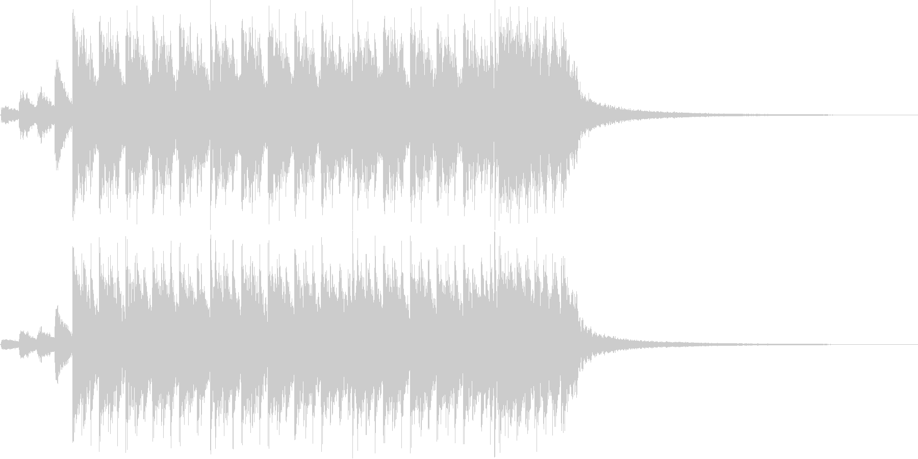 激しく疾走感のあるメタル風の曲の未再生の波形