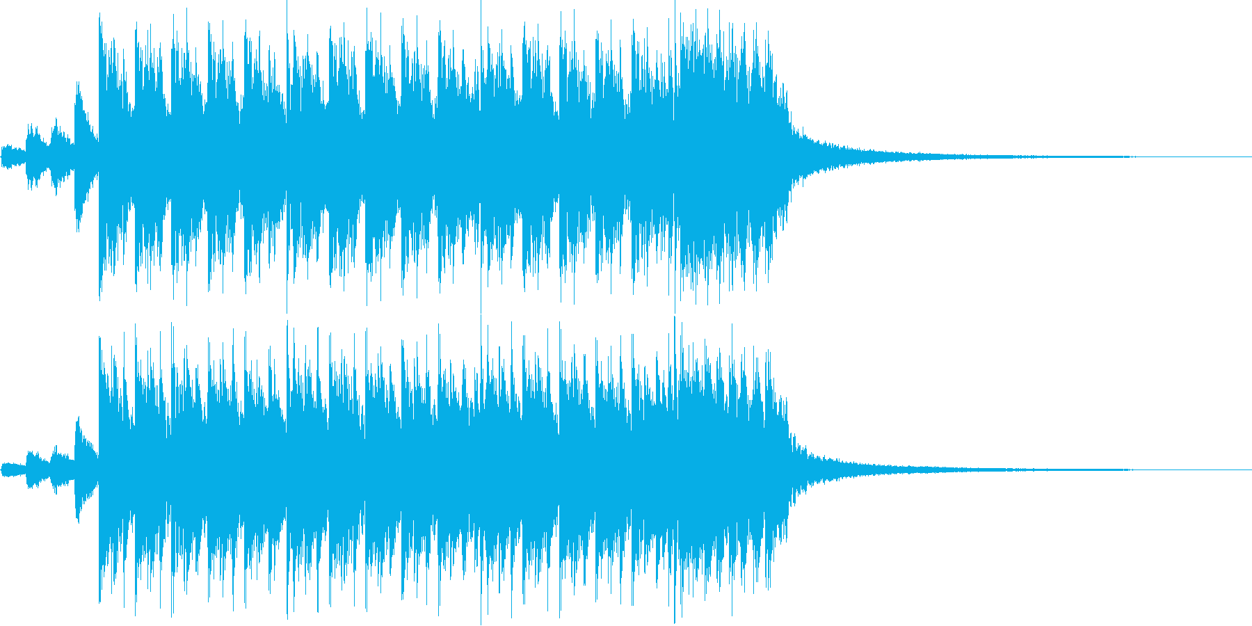 激しく疾走感のあるメタル風の曲の再生済みの波形
