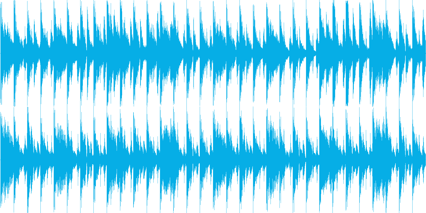 ハウス風のリズムを基調としたループ楽曲…の再生済みの波形